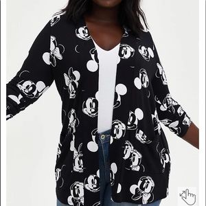 OPEN-FRONT CARDIGAN MICKEY & MINNIE SUPER SOFT BLACK . TORRID SIZE 4